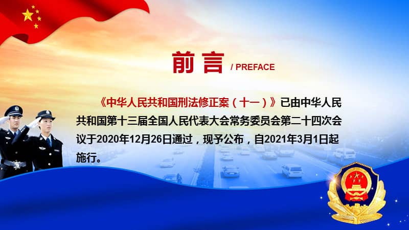 引领推动作解读2020年新修订的中华人民共和国刑法修正案十一ppt模板