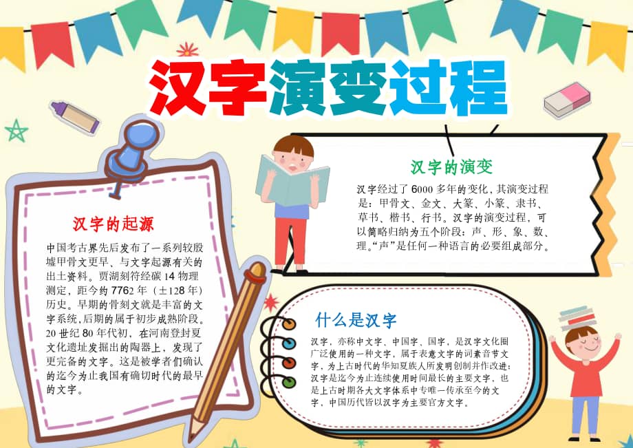 汉字的演变过程手抄报汉字的起源汉字故事a4小报pdf