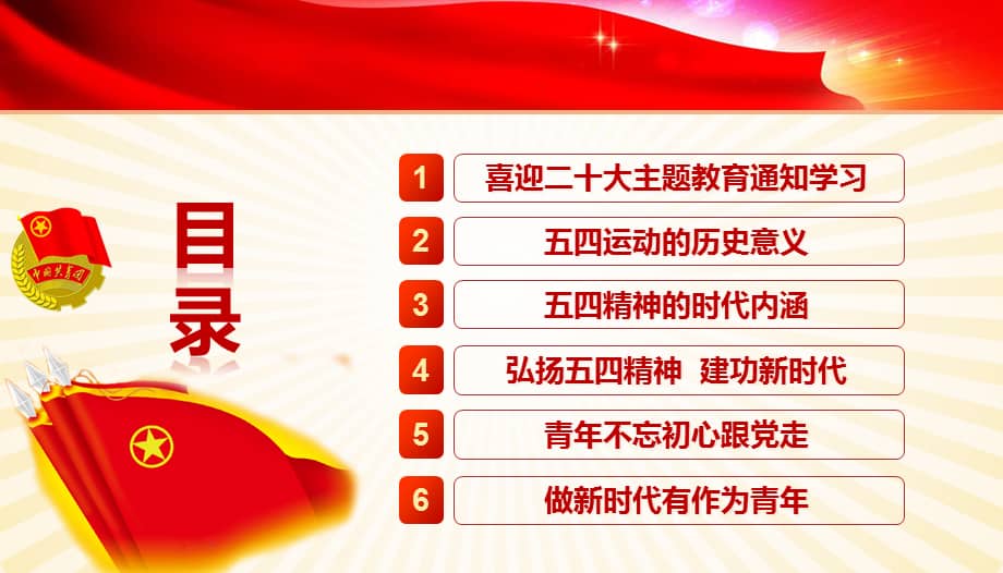 纪念共青团成立100周年弘扬五四精神团课ppt课件pptx